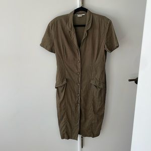 Vintage Ann Taylor 100% Green Linen Dress